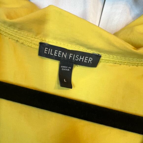 Eileen Fisher Anorak Windbreaker Rain Jacket Full Zip High Collar Yellow - Picture 7 of 7
